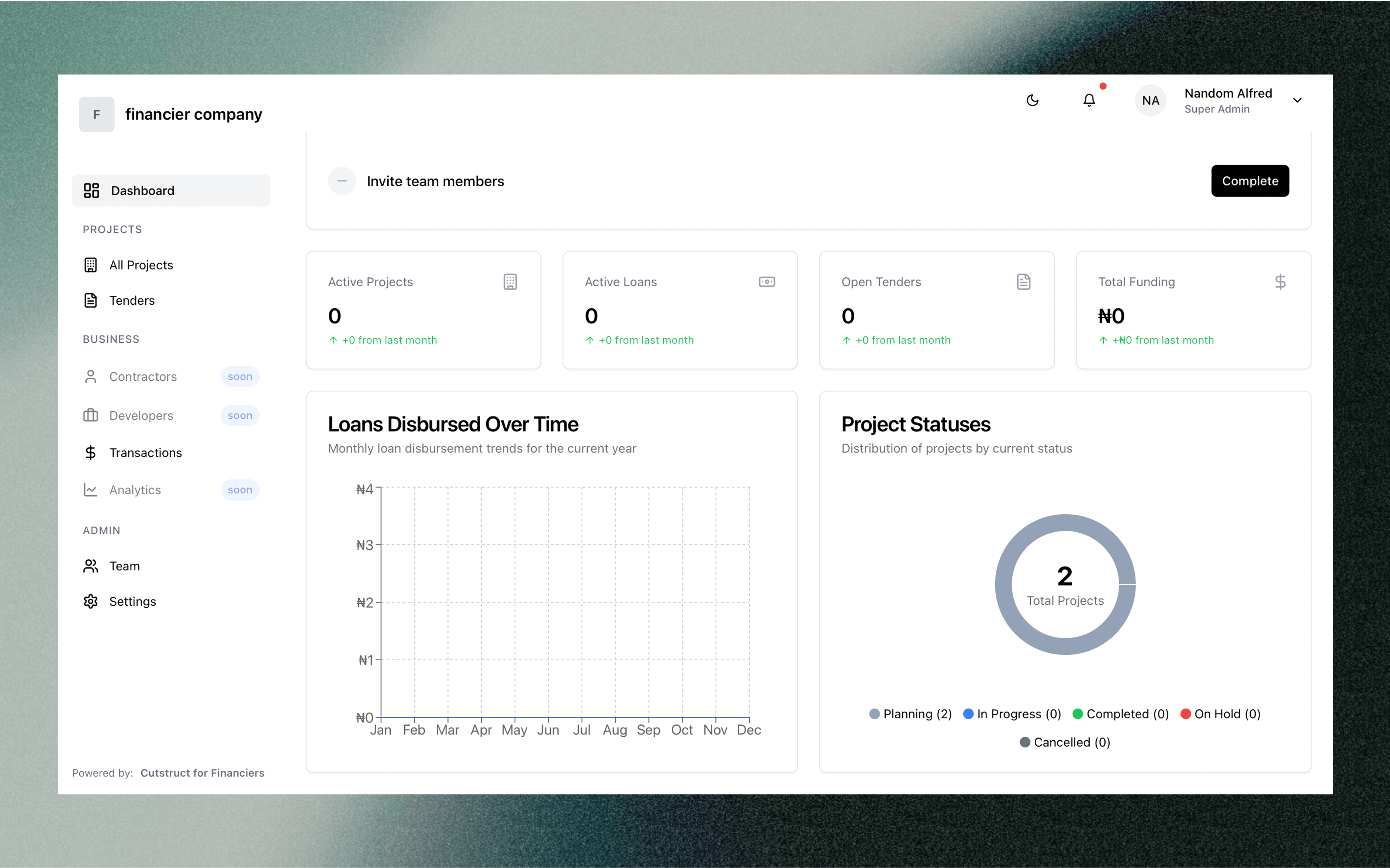 Financier Dashboard